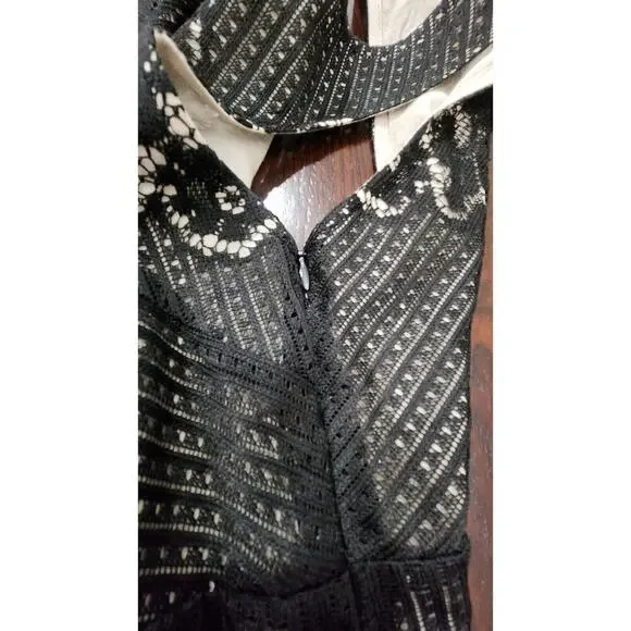 Free People Women's Chic Mini Black Rocco Dress Laced A line Open Back Sz 12 - Picture 7 of 12